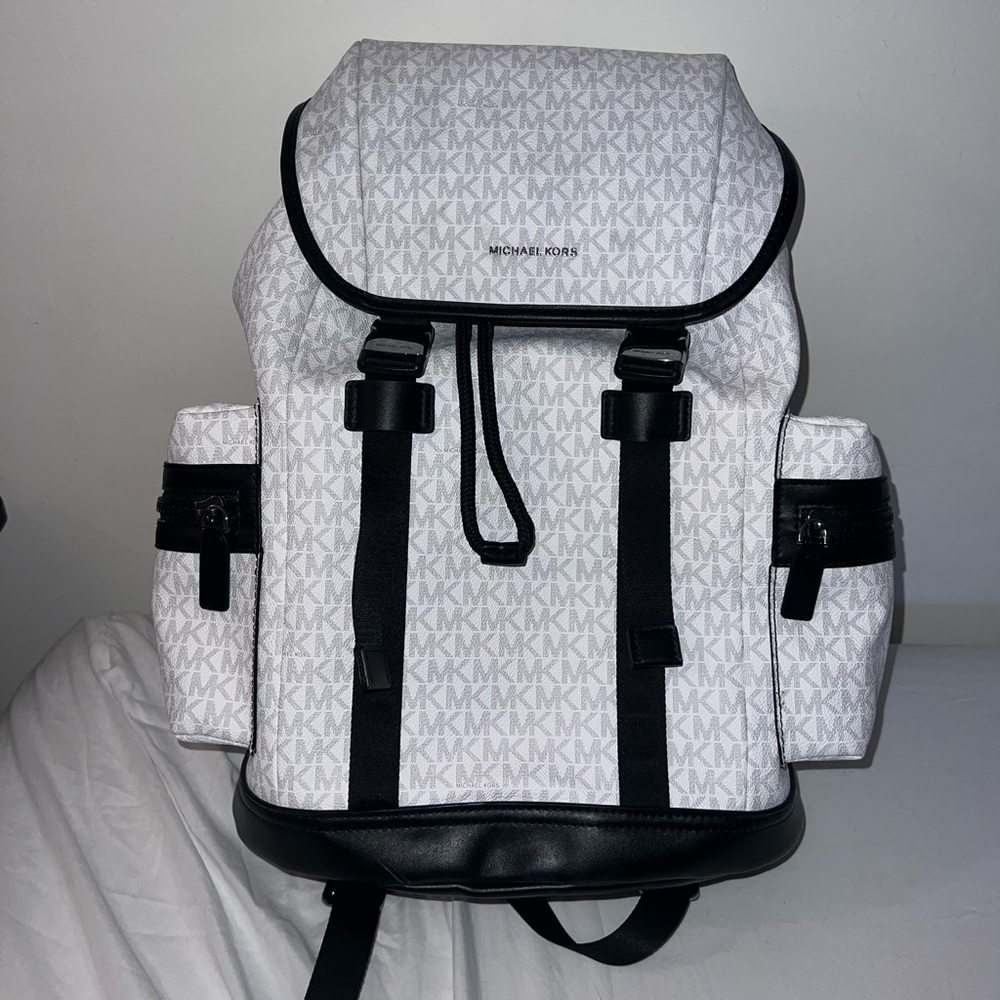 Michael Kors Monogrammed White and Black Backpack
